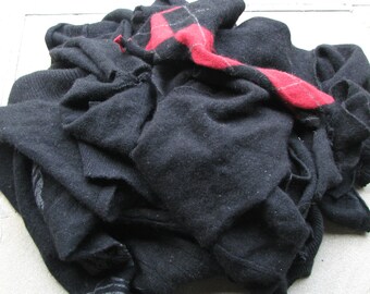 Cashmere Scraps - Black Cashmere Scraps - Over 1 Pound Cashmere Scraps