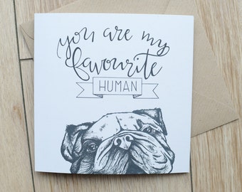 Bulldog Fathers day card, cute English bulldog card for anniversaries, bulldog birthday card, bulldog card, bullie Lover