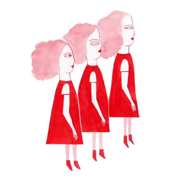 three little sisters Illustration Print by afrois on Etsy