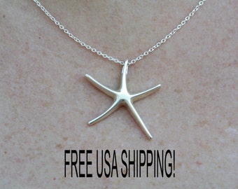 Starfish Necklace, Sterling Silver Starfish Necklace - Charm, Pendant . Bridesmaid - bridesmaid . Beach Wedding, Ocean Theme, Nautical