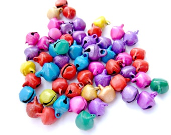 100 Bell Beads, Christmas Bells, Christmas Beads, Jingle Bell Charms, Mixed Colour Bells, Christmas Jewelry, Christmas Decoration, UK Seller