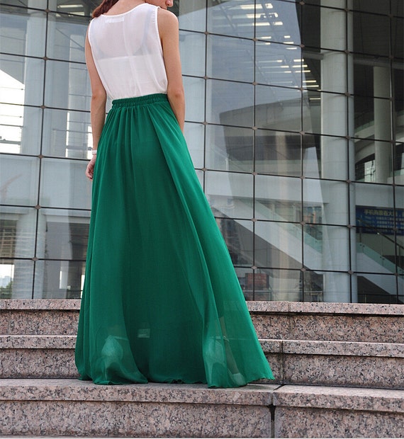 Plus Size Maxi Skirt Chiffon Silk Skirts Beautiful Bow Tie 8852