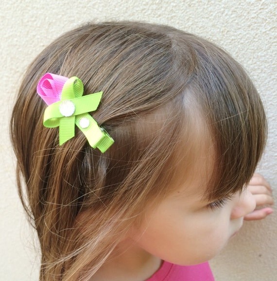 Flower Hair Clip Set of Two Toddler Hair Clip by MiniMayDesigns