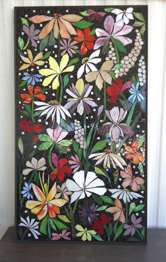 EXTERIOR MOSAIC WALL art stained glass wall decor floral
