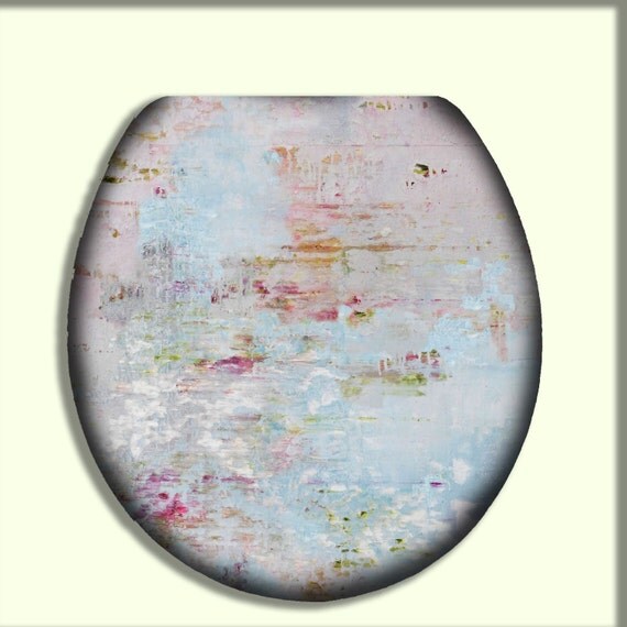 Pink and Blue Painting Toilet Seat by CityDwellersBoutique on Etsy