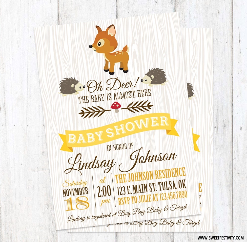 Woodland Animals Printable Baby Shower by SweetFestivity on Etsy