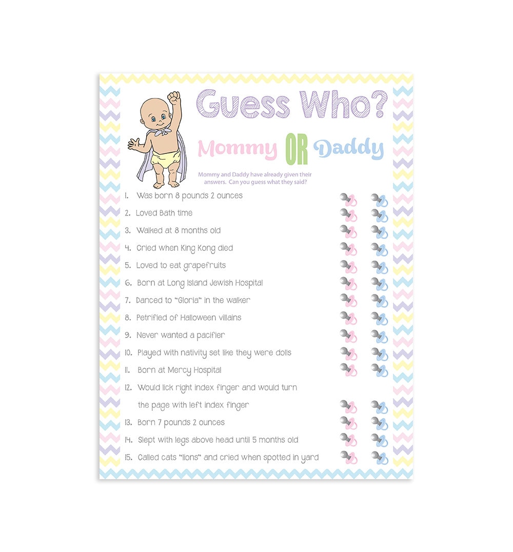 26 Elegant Mom Or Dad Baby Shower Game Questions Free ...