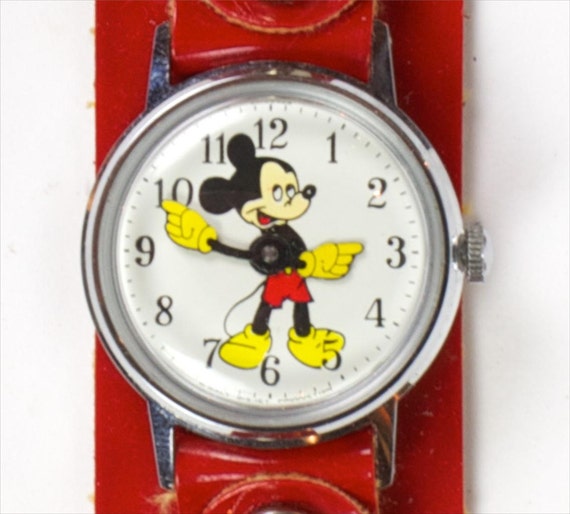 Ingersoll Original 1960s Mickey Mouse Watch w/Red Patent