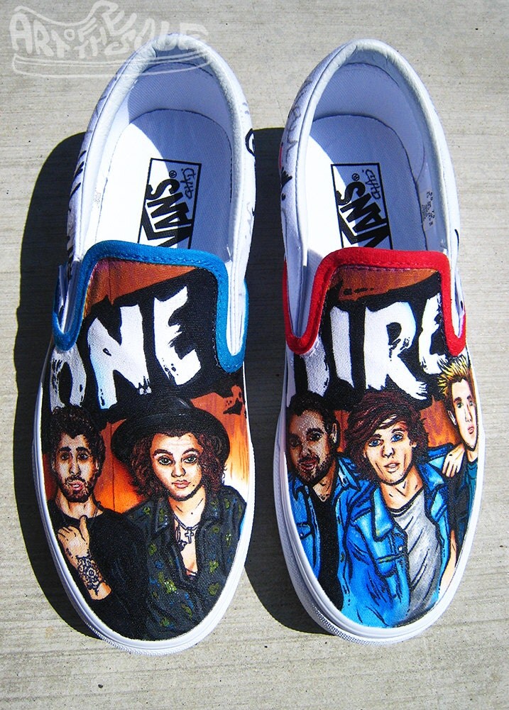 One Direction Band Custom Hand Painted Vans Shoes