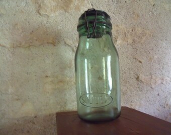 1940 , giant Solidex , french glass canning jar , with lid , perfect condition