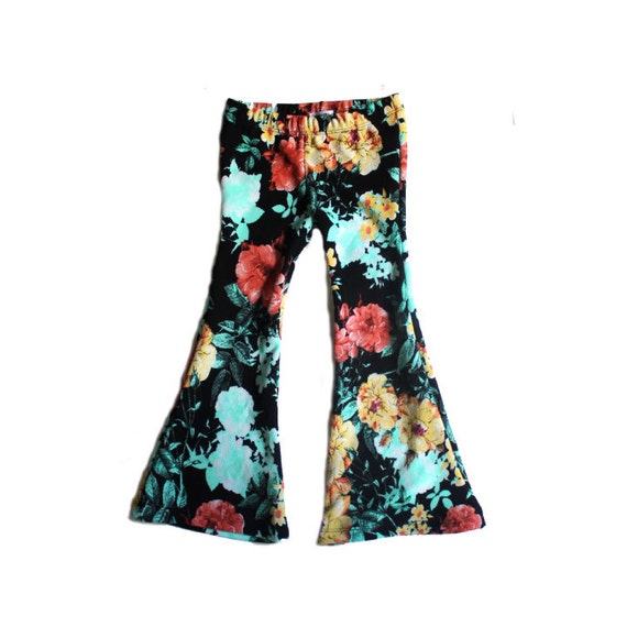 Black Floral Bell Bottoms Toddler bell bottoms Kids