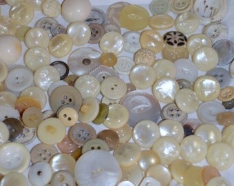 Vintage White and Ivory Buttons Lot of 200 colors and sizes Vary