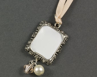 Wedding Bouquet Photo Frame Charm | Crystal and Pearl Wedding Photo Frame Charm | Memorial Photo Frame Charm | Wedding Picture Frame Charm