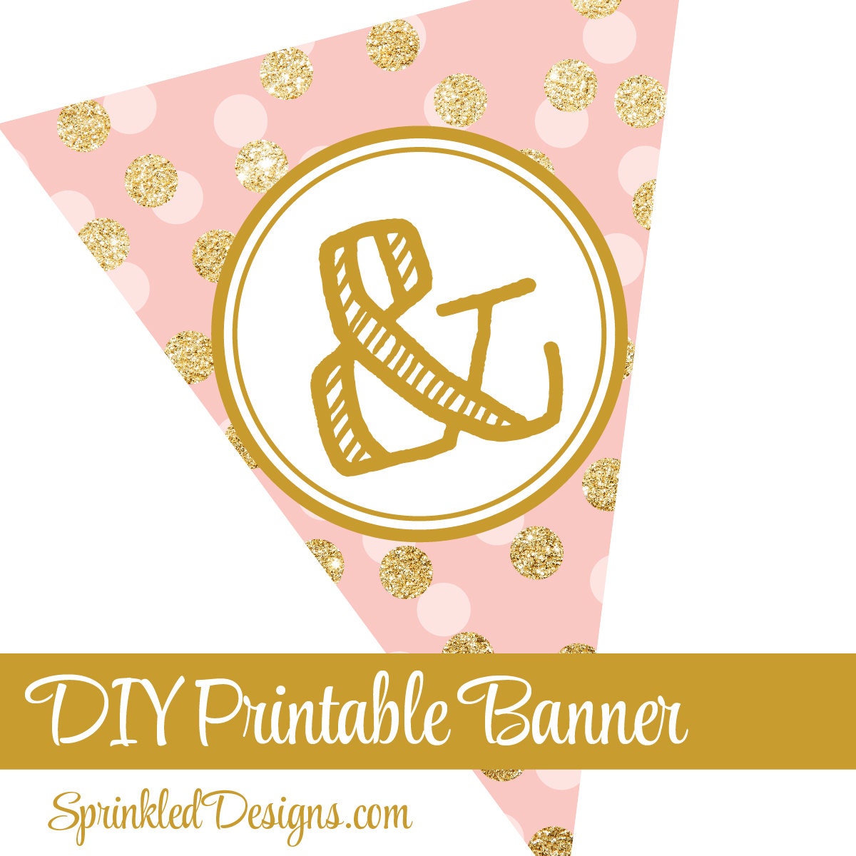 blush pink gold glitter printable full alphabet banner