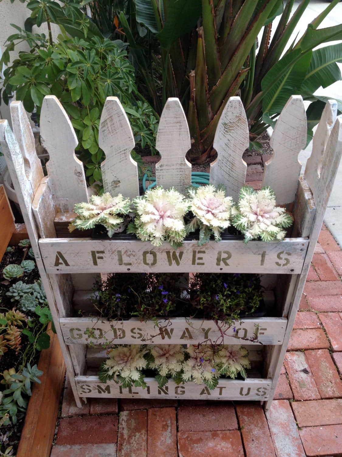 Picket Fence Vertical Planter With Garden Saying or Quote