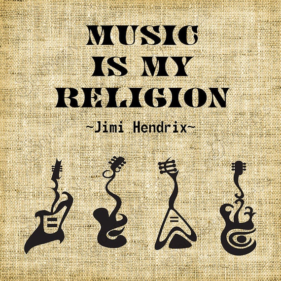 Music is my religion//Music Art//Guitar by SouthernSassGraphics