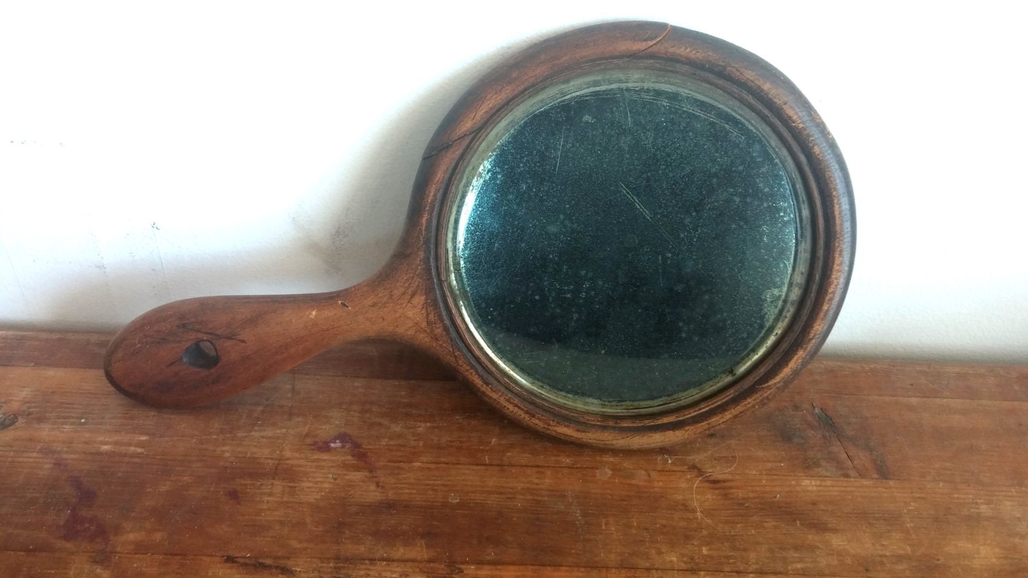 1800's Wooden HandHeld Mirror