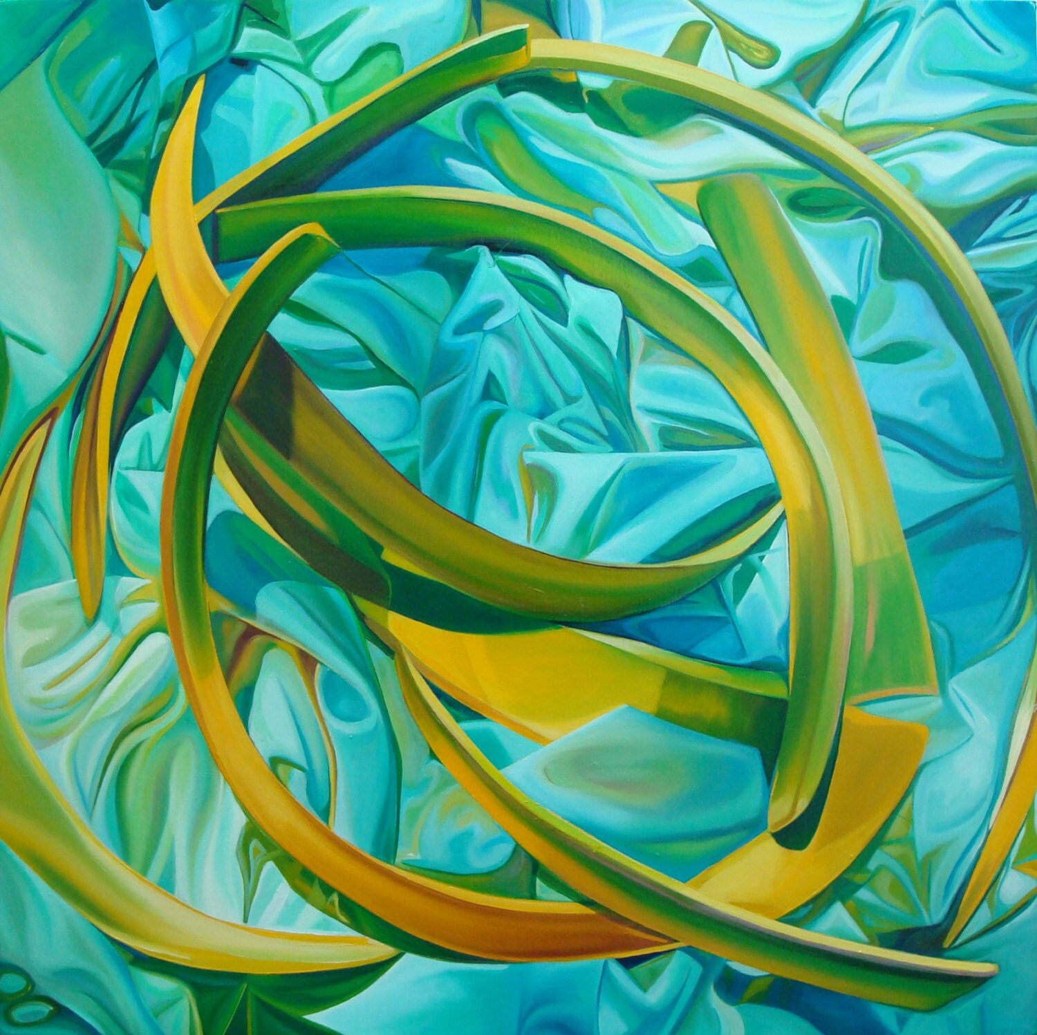 Verde. Oil Painting. Fabric. Folds. Wood. by Studioboutros on Etsy