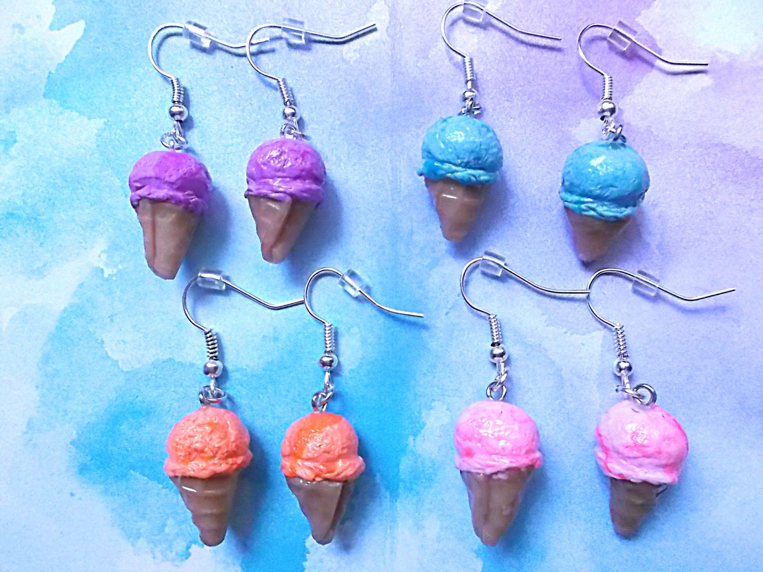 Ice Cream Cone Earrings Kawaii Earrings By Mizziexoxoboutique