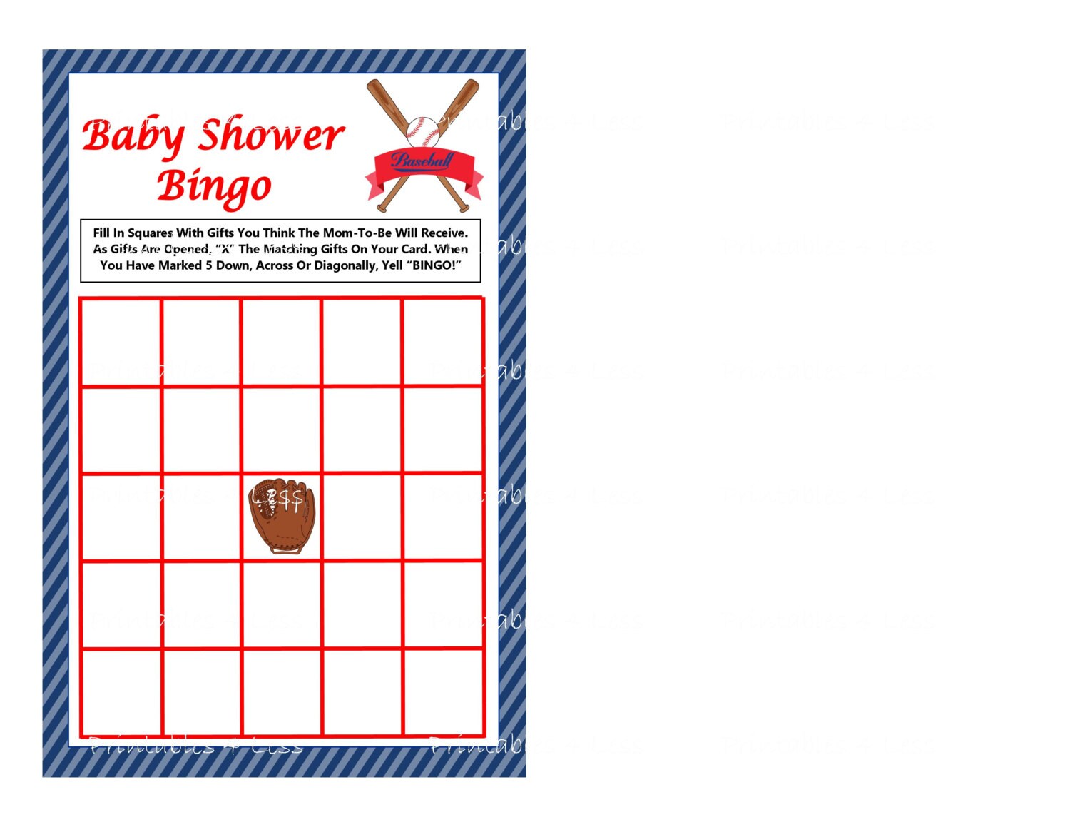 gift during opening games shower baby Printable Baseball Baseball Game Game Baby Baseball Bingo
