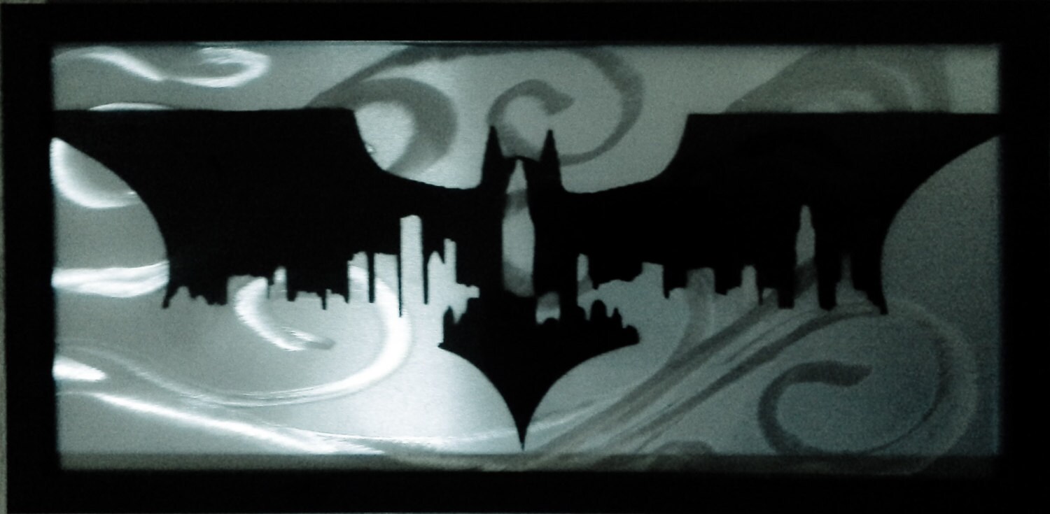 Batman logo gotham cityscape wall art.