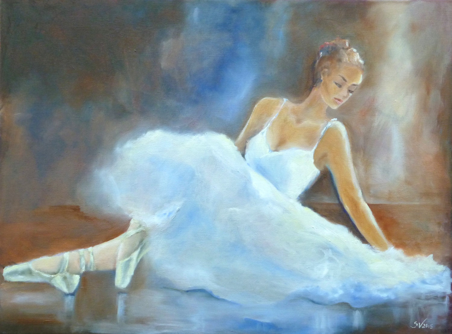 Ballerina sitting with a white dress ballet by NorthEastArtists