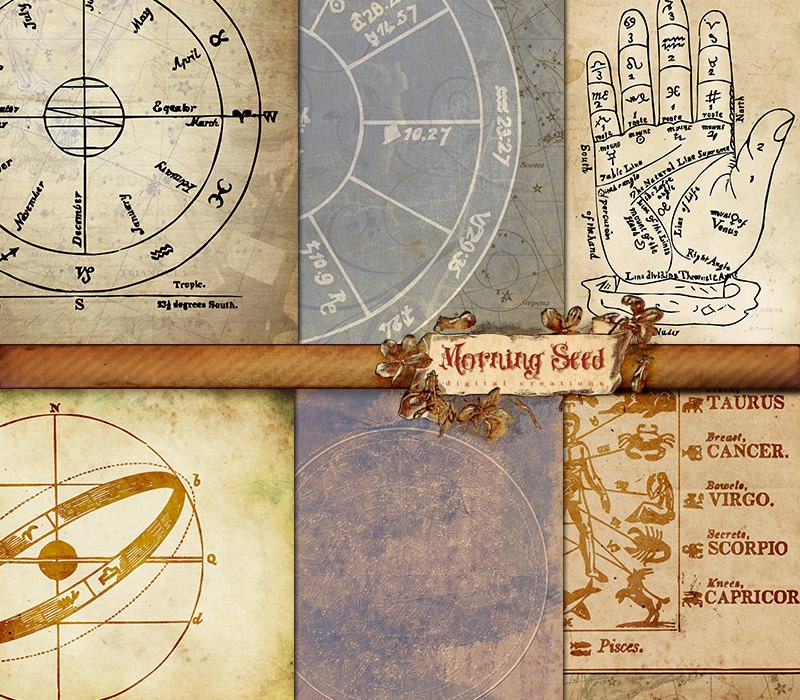 Esoteric background Astrology Printable digital sheet 8.5 x