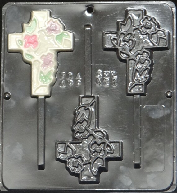 Cross Lollipop Chocolate Candy Mold Religious by CandyMoldsNMore