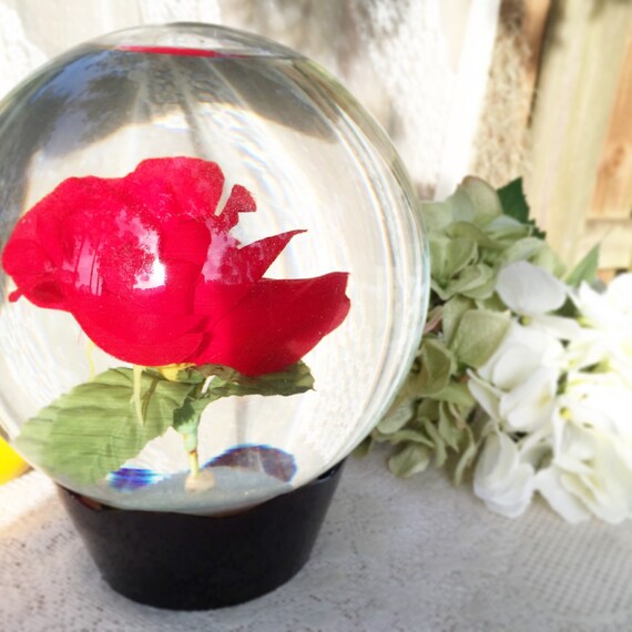 Large Red Rose Water Globe ball Reusable pedestal base