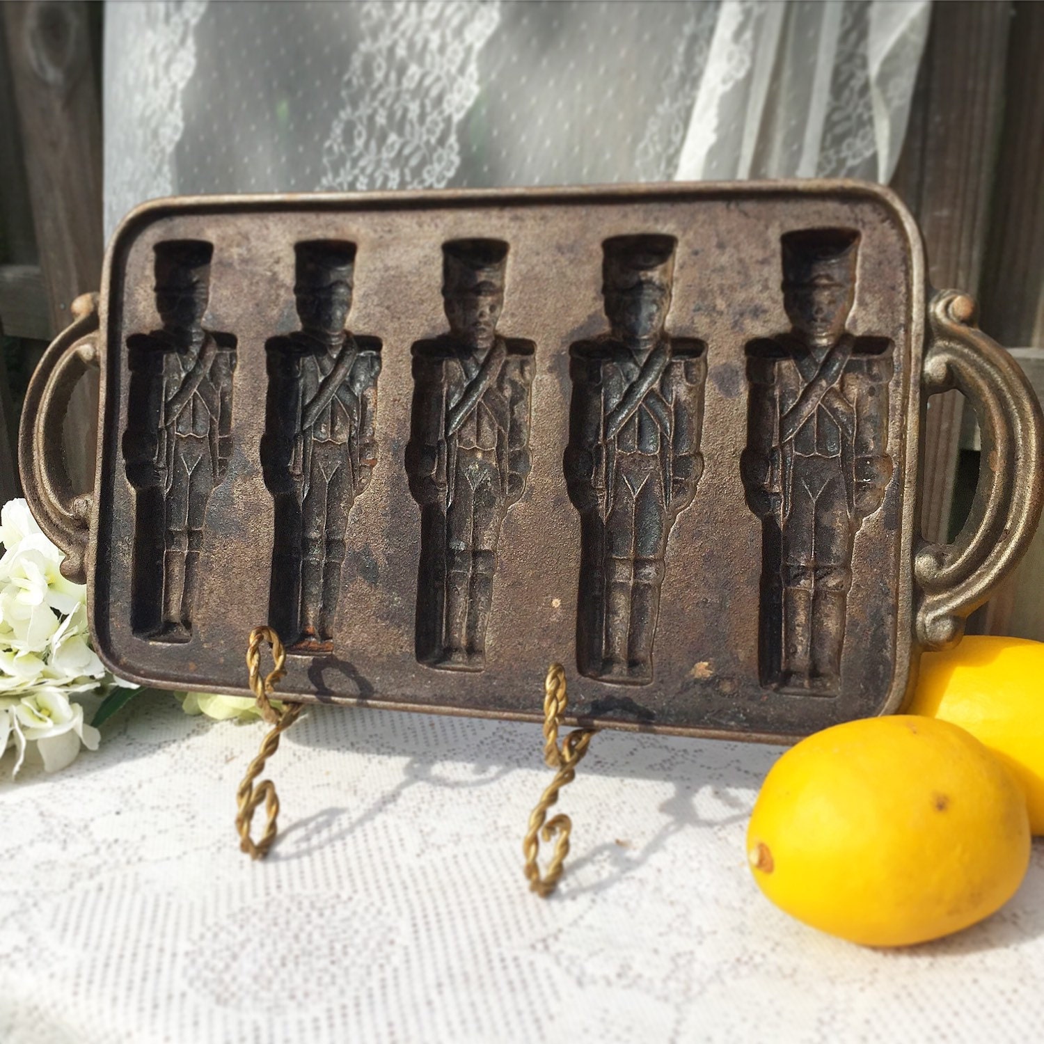 Cast Iron Toy Tin Soldier Cookie Pan Mold John Wright Baking