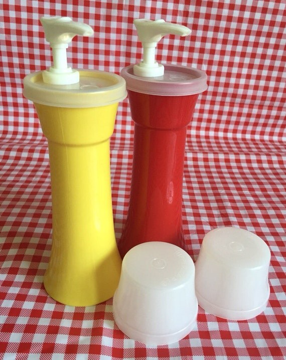 Vintage Tupperware Ketchup and Mustard Dispensers