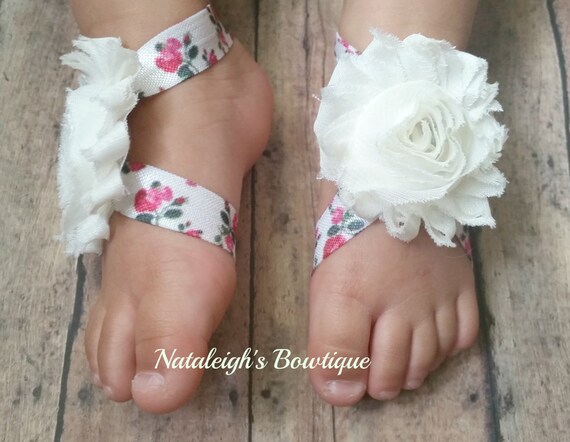 Sandals - Ivory Floral - English Rose - Infant Sandals - Baby Shoes ...