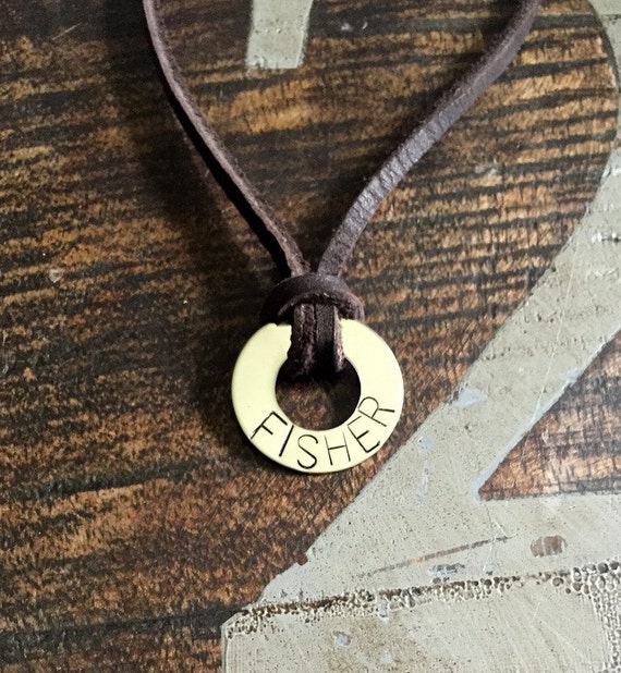 Boys Necklace Washer Necklace Boys Jewelry Leather Necklace