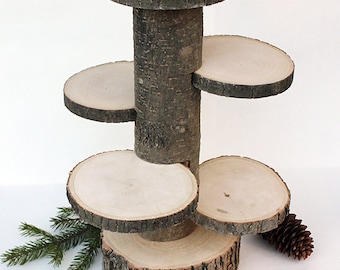 4 Tiered Rustic Cup Cake Stand. Wood Stand. Rustic Cake Stands. Rustic Centerpiece. Rustic Cupcake Stand