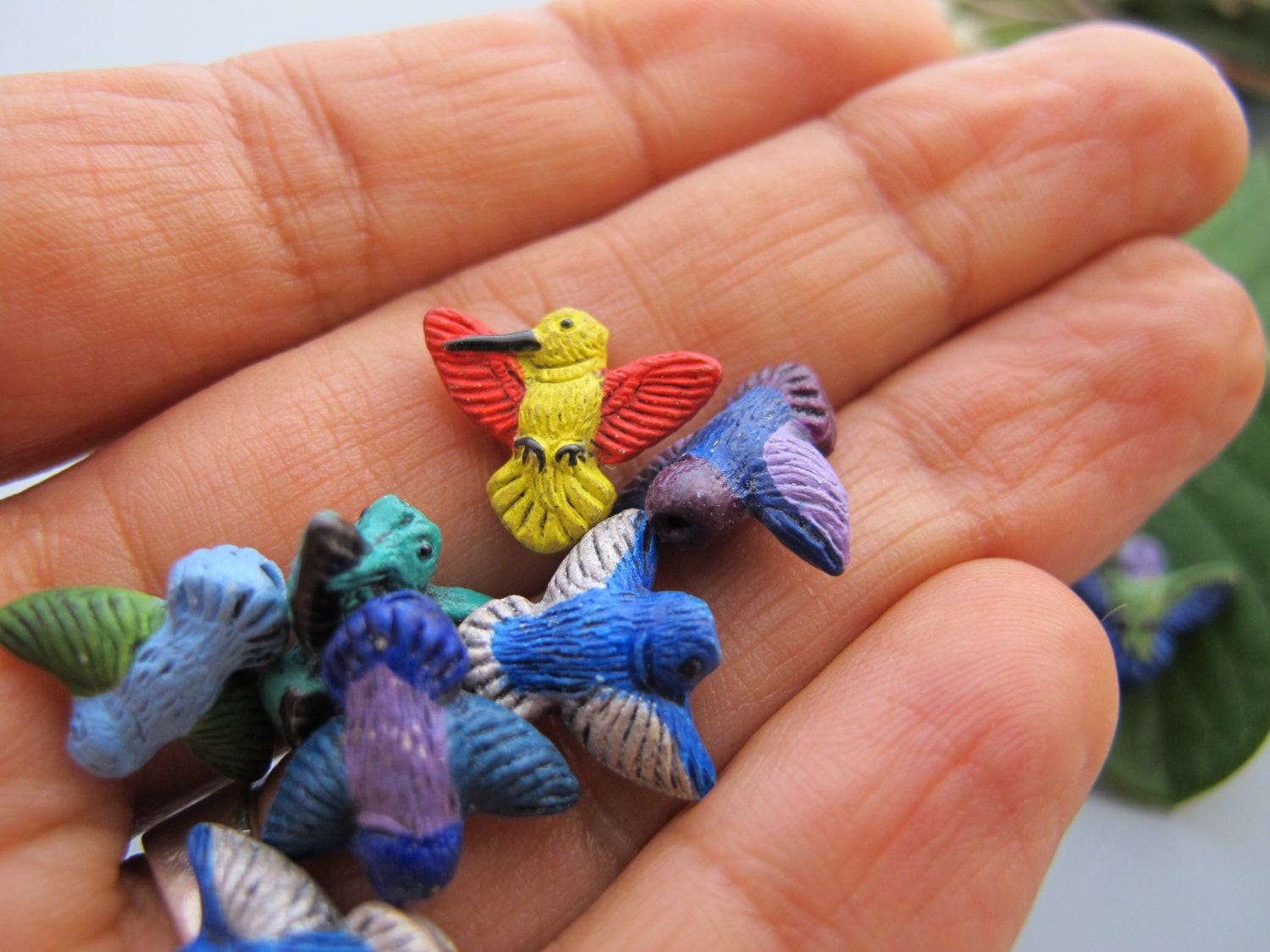 Clay Hummingbird Beads Ceramic Bird Beads Peruvian Craft