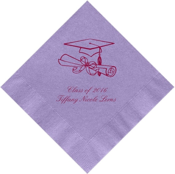 Personalized Napkins Graduation cap diploma personalized