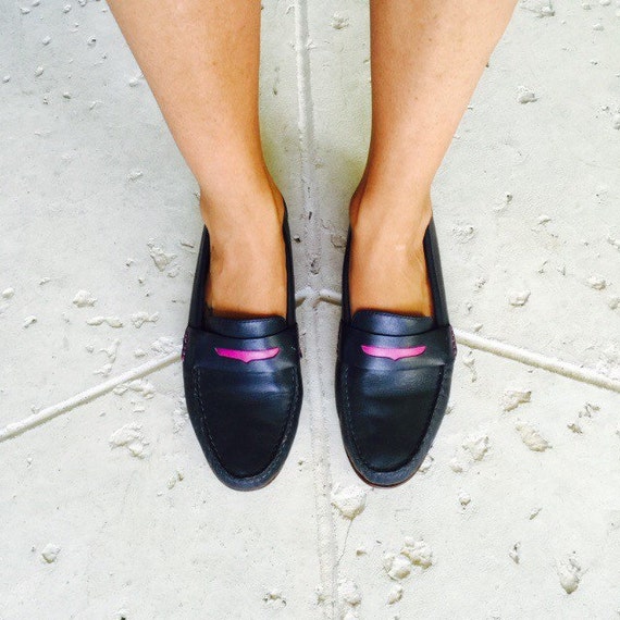 Navy Radiant Orchid Monroe Penny Loafer Shoes // Cole Haan