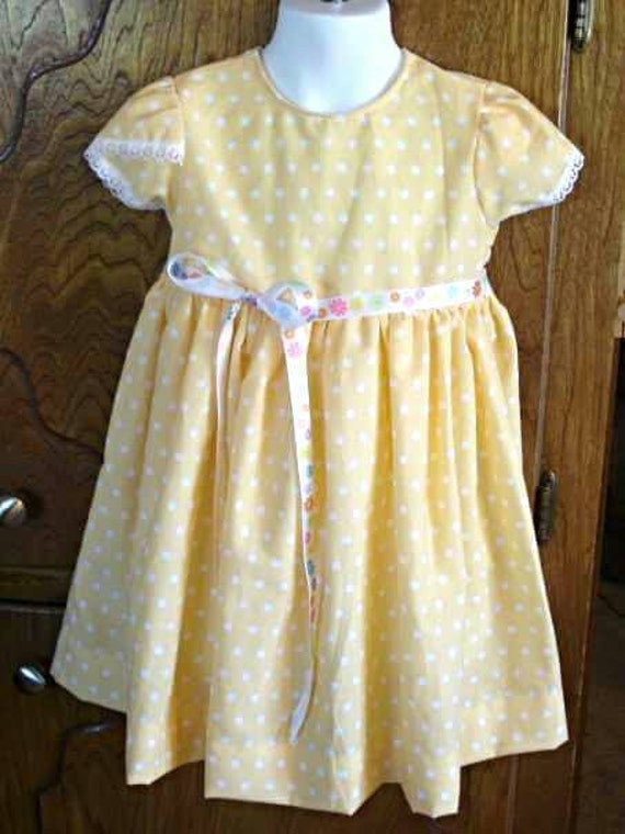 Yellow dots Girls dress girl clothes childrens dress toddler