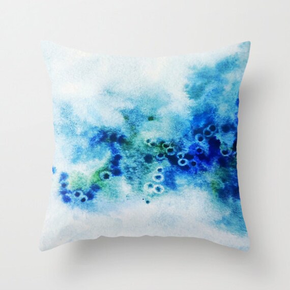 Abstract Watercolor Art pillow Blue watercolor art Throw