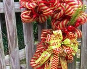 Ready to ship!!Deco Mesh Candy Cane Wreath, Candy Cane Wreath, Christmas Deco mesh wreath, Front Door Wreath, Holiday Mesh wreath,