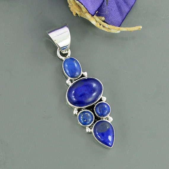 Genuine Afghan Lapis Lazuli Pendant Solid 925 by Silvergem2014