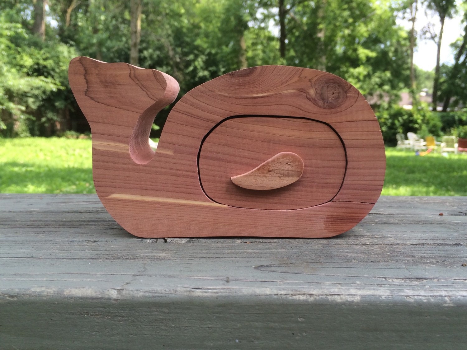 Aromatic cedar whale bandsaw box