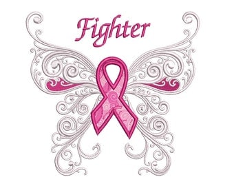 Fighter Breast Cancer Applique Butterfly with Wings Machine Embroidery Digitized Design Pattern - Instant Download - 4x4 , 5x7, 6x10