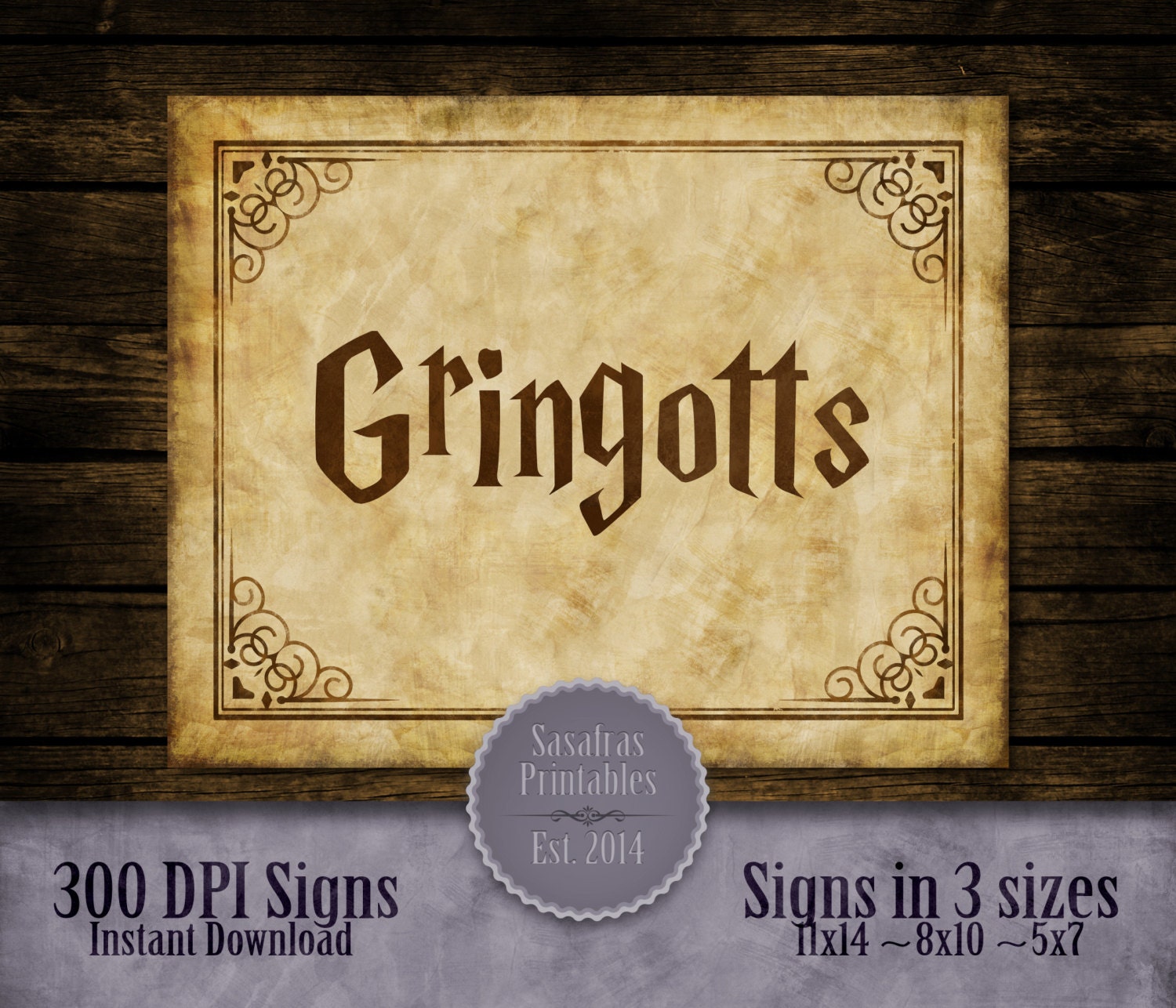 Gringotts Harry Potter Wedding Sign by SasafrasPrintables on Etsy