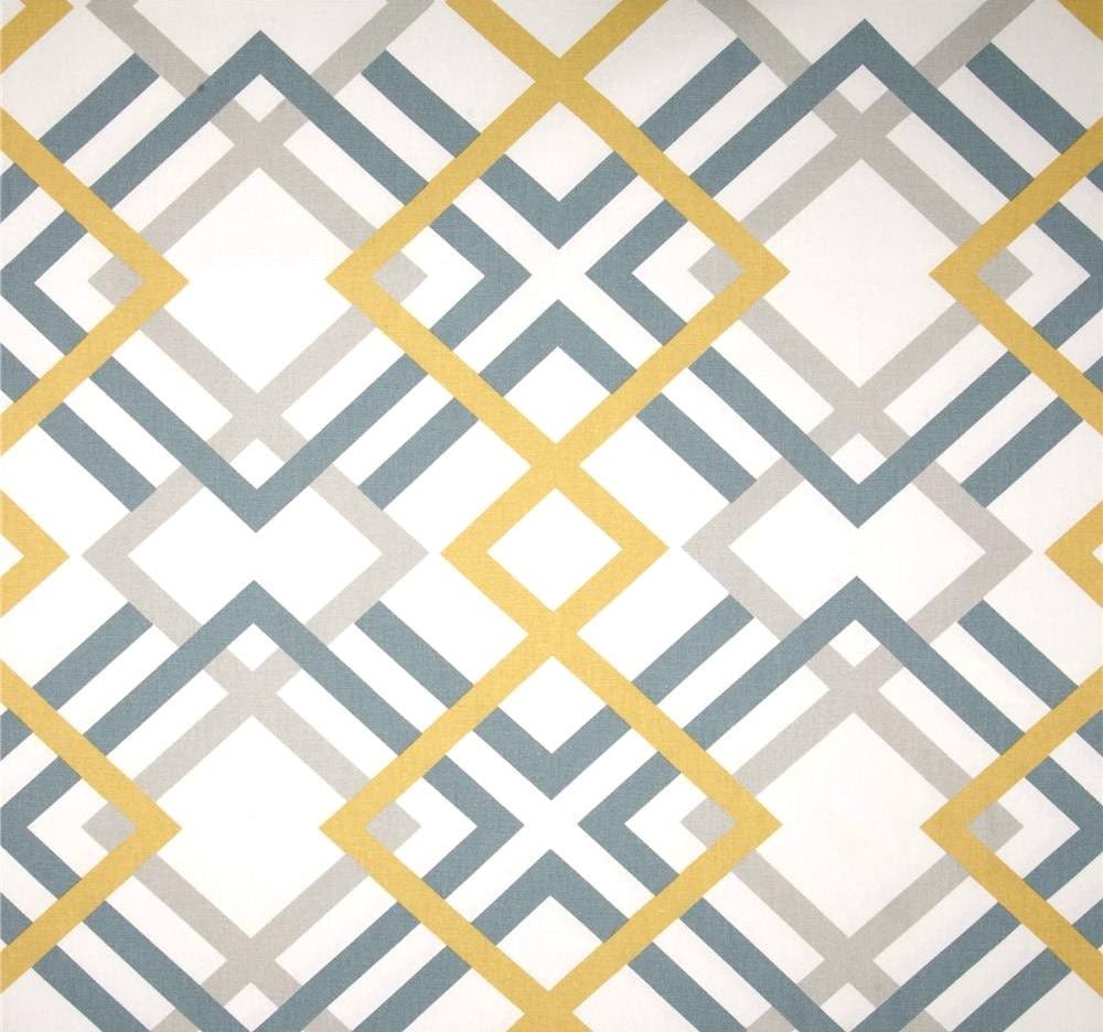 Modern Geometric Fabric by the Yard Greys & Saffron Designer