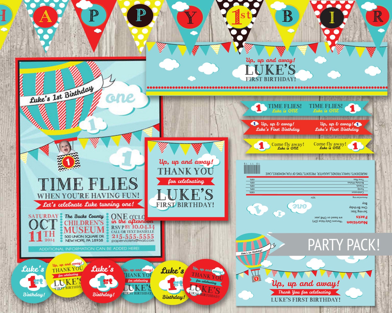 Time Flies Party Pack Birthday Invitation Birthday Decor