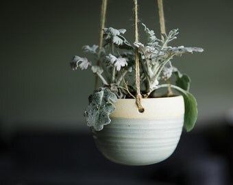 CERAMIC HANGING PLANTER // hanging planter - succulent planter - air plant holder - hostess gift - planter- turquoise- aqua