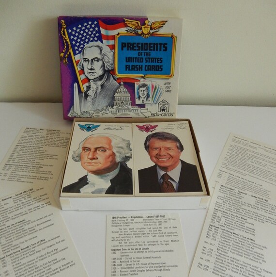 Presidents of the United States Flash Cards Edu Cards 1975