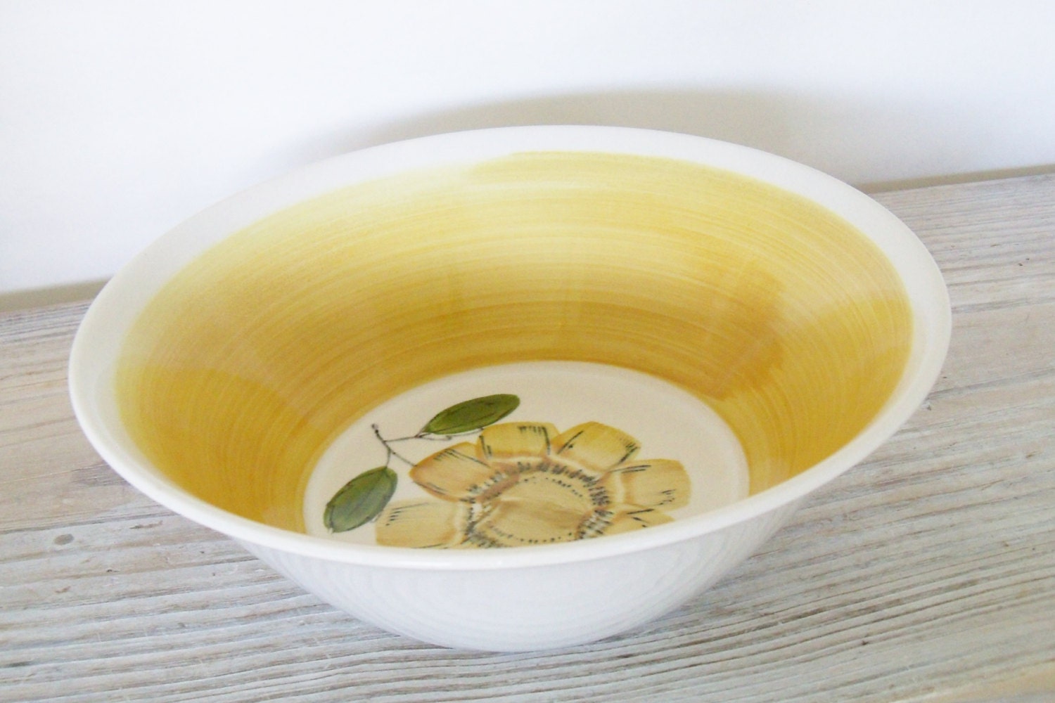 Vintage Rossini Serving Bowl Vegetable Bowl Yellow Daisy Bowl Hand Painted Sunflower