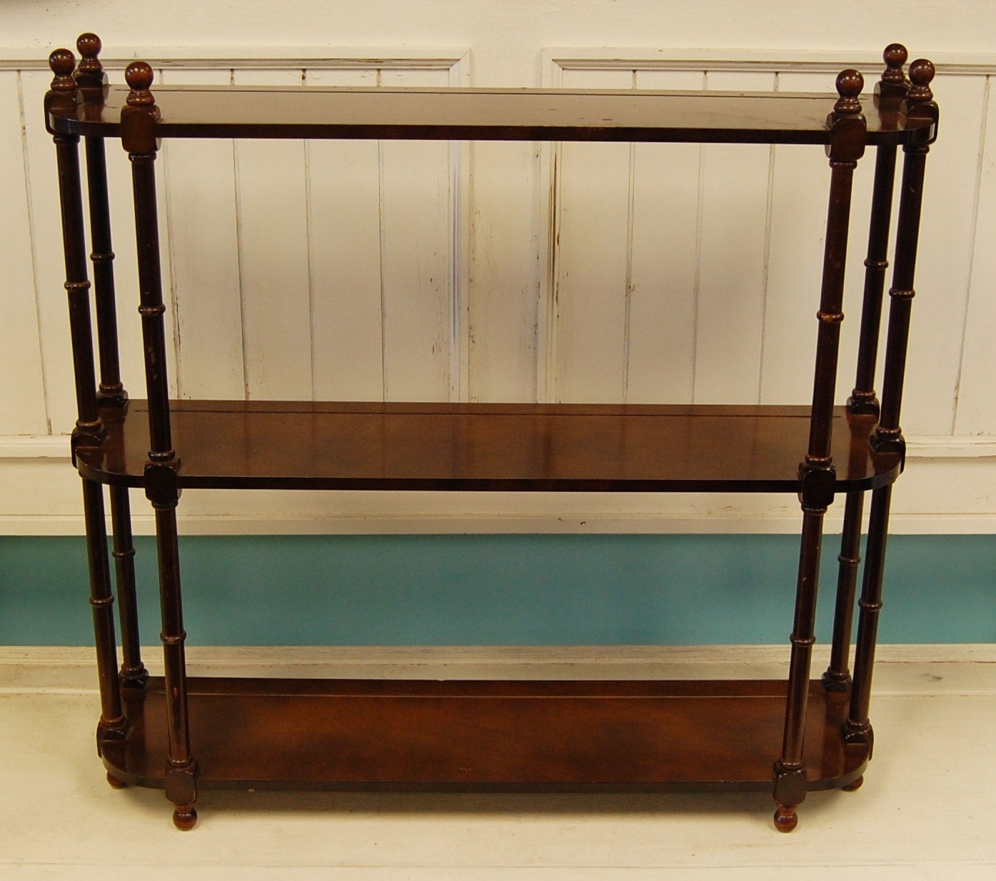 Vintage Three Tier Wooden Shelf / Rack / Hanging Storage – Solid Wood ...